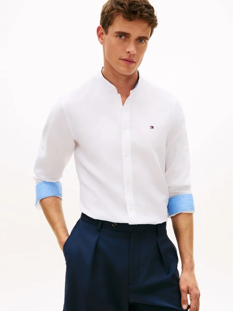 LI BLEND STAND COLLAR SHIRT