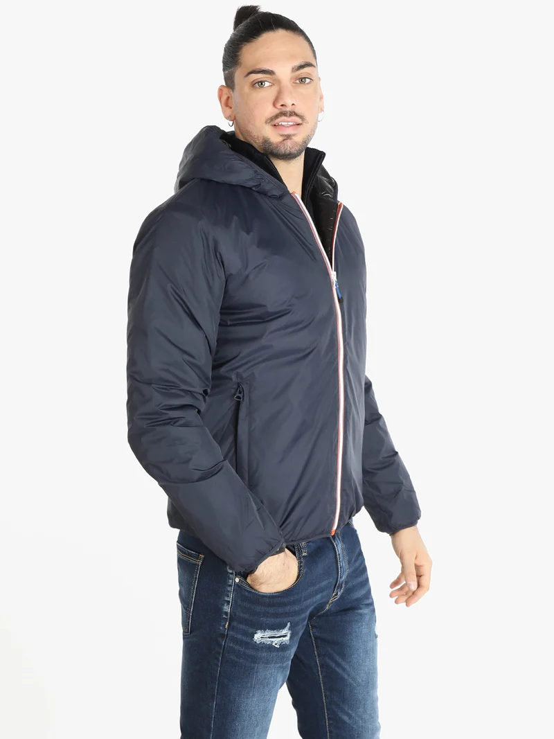 Giubbotto uomo imbottito con cappuccio - blu scuro