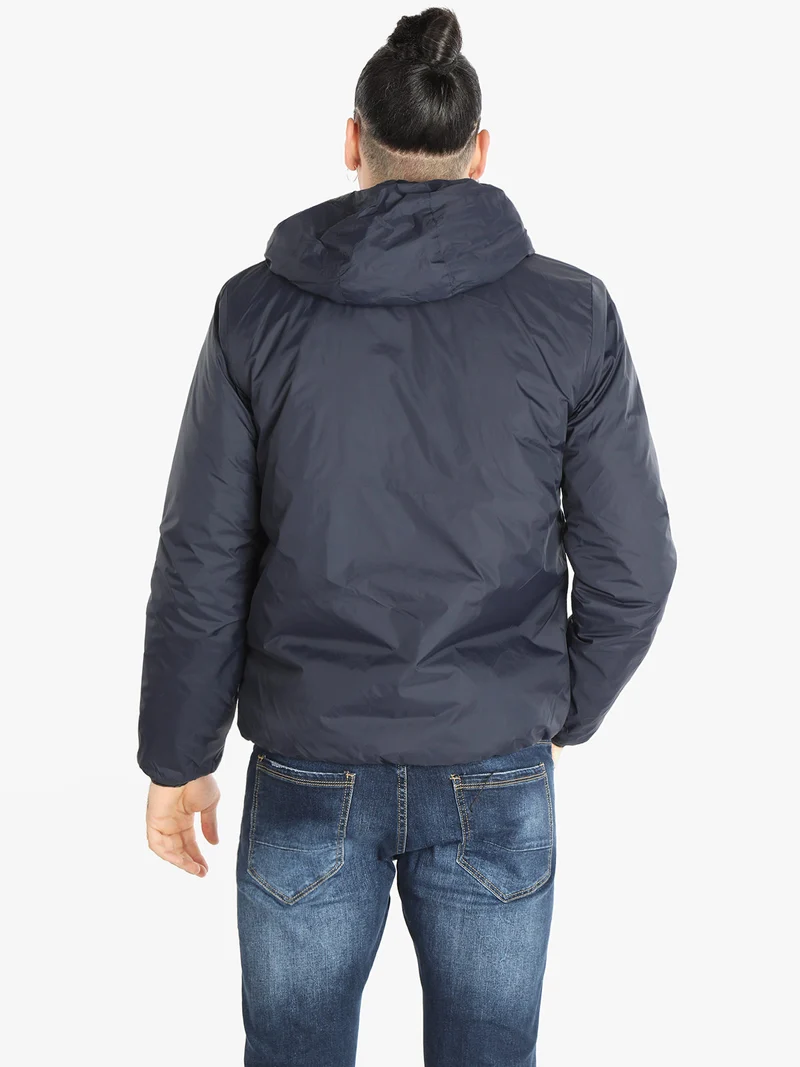 Giubbotto uomo imbottito con cappuccio - blu scuro