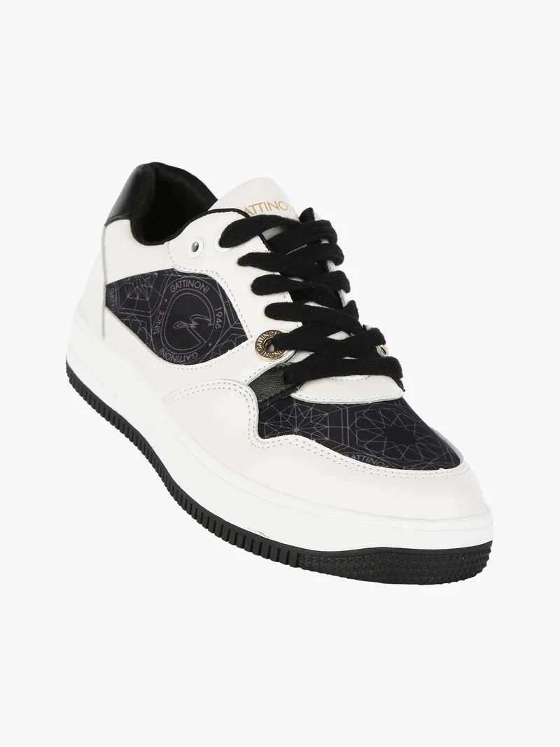 Sneakers donna stringate con stampe - bianco