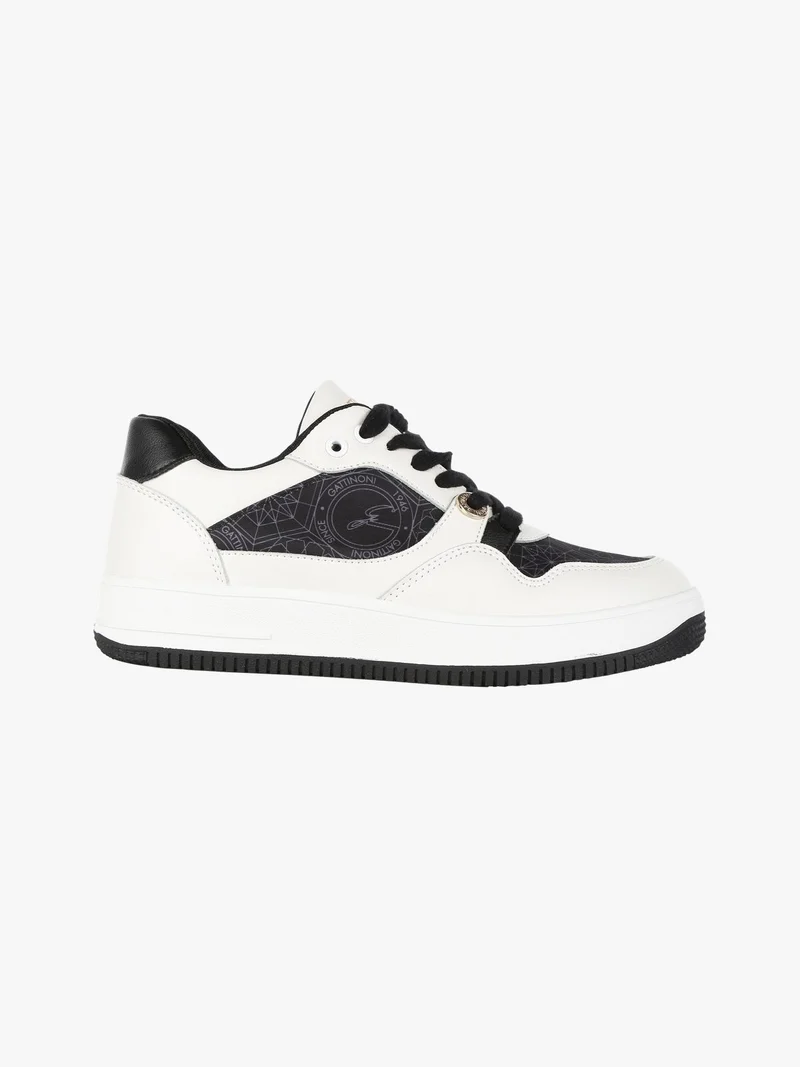 Sneakers donna stringate con stampe - bianco