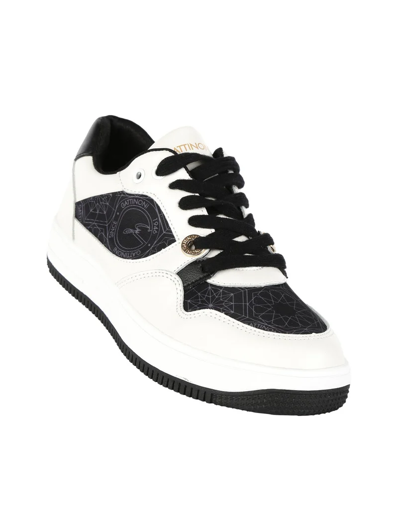 Sneakers donna stringate con stampe - bianco