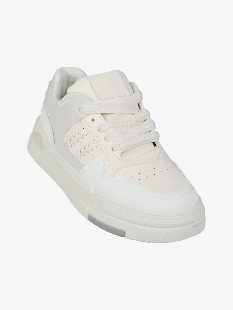 Sneakers donna stringate - panna
