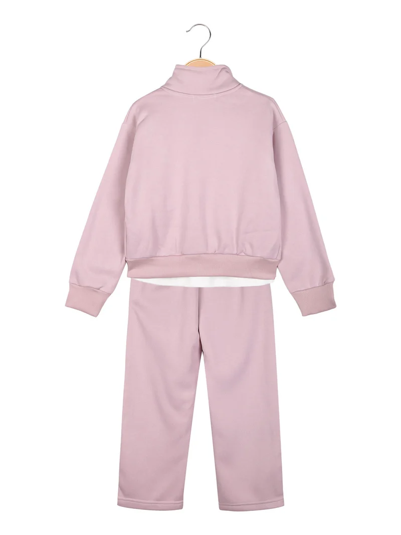 Completo tuta da bambina 3 pezzi con strass - rosa