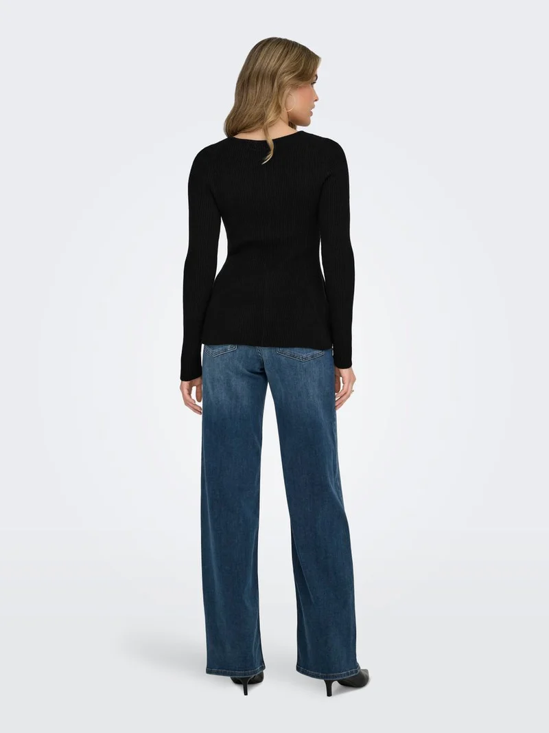 ONLIBI LS V-NECK RIB PEPLUM CC KNT