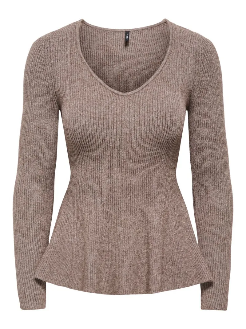 ONLIBI LS V-NECK RIB PEPLUM CC KNT