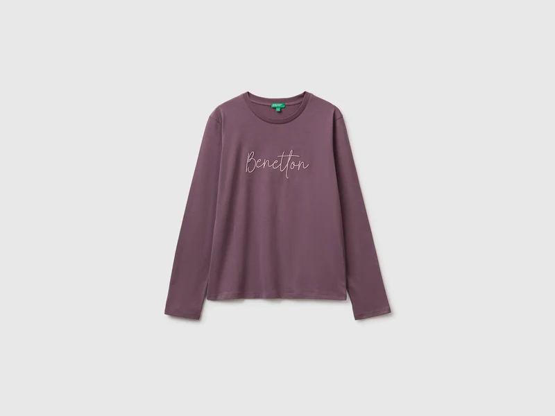 Langärmeliges T-Shirt mit Stickerei
