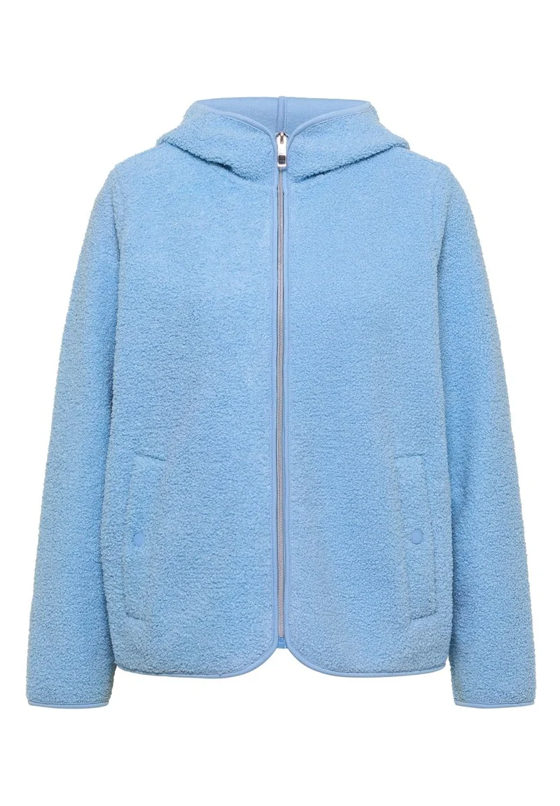 Teddy-Jacke mit Kapuze in Unifarbe