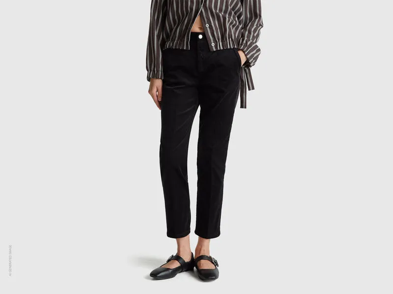 Chinos aus Stretch-Samt