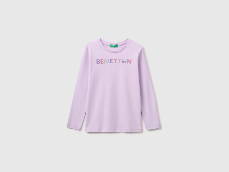 Langärmeliges T-Shirt mit Glitzerdruck