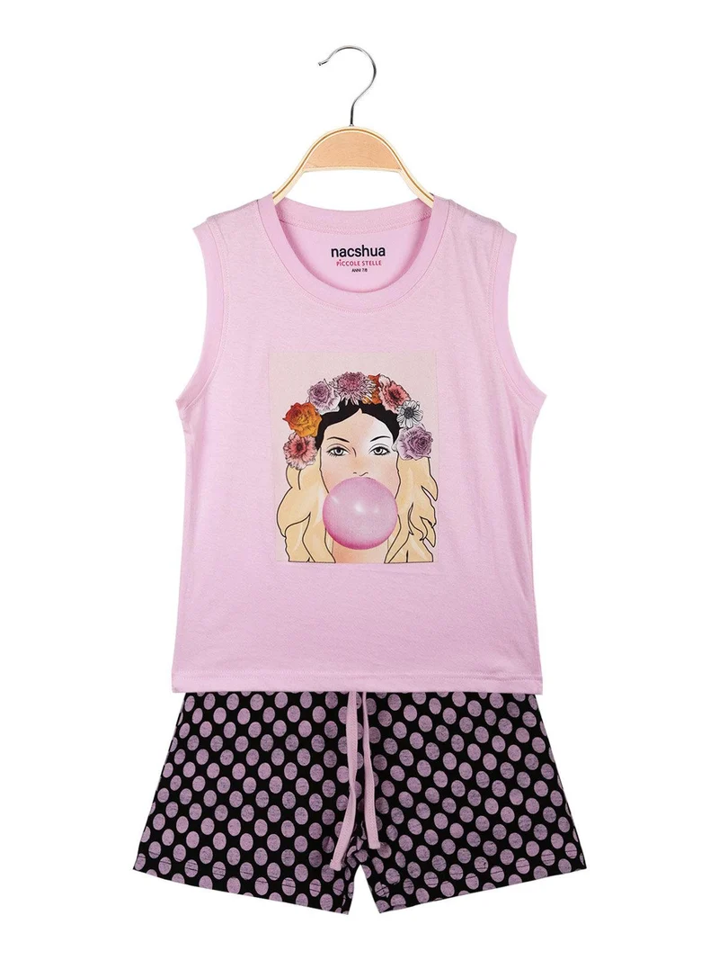 Pigiama corto bambina in cotone - rosa
