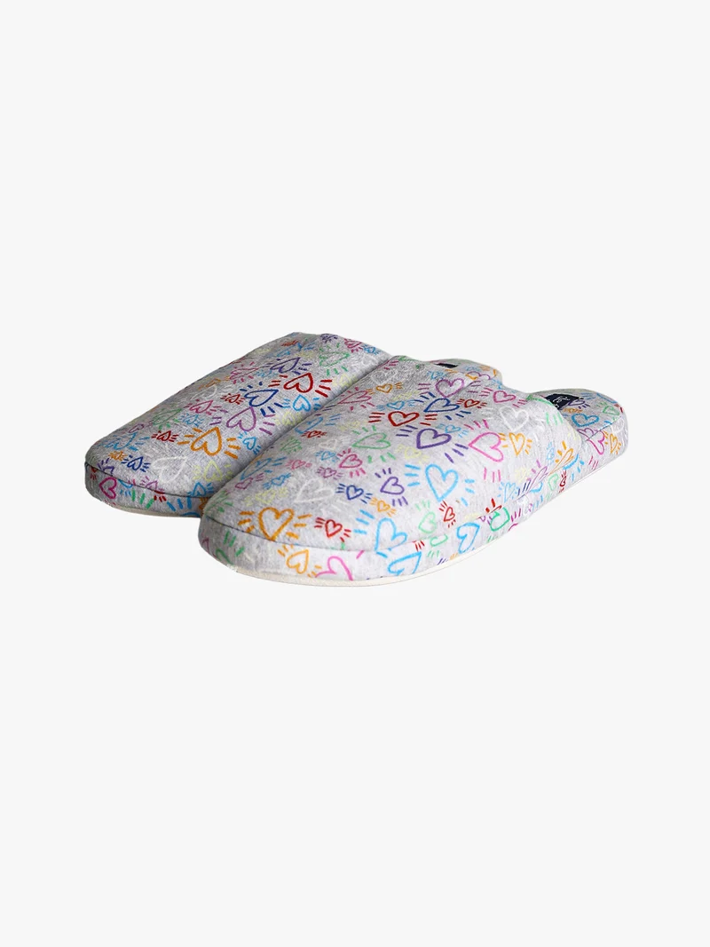 Pantofole donna invernali cuori - grigio