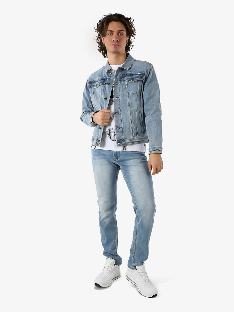 Giacca in jeans da uomo con bottoni - jeans