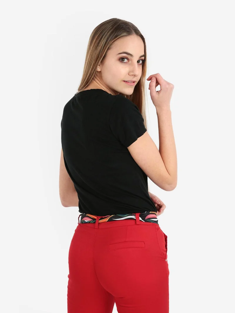 T-Shirt donna con scollo a V - nero