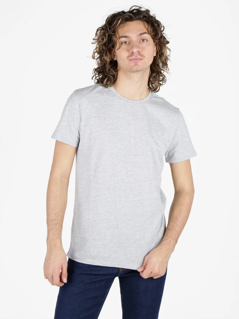 T-shirt girocollo da uomo in cotone - grigio