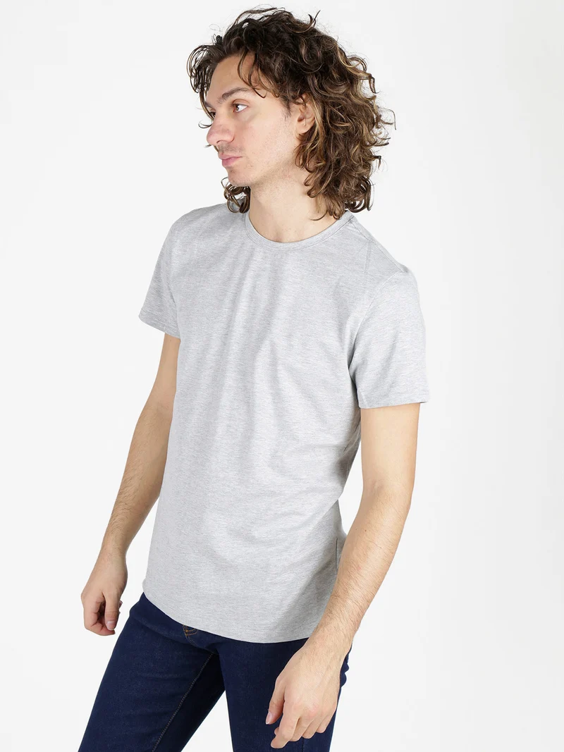 T-shirt girocollo da uomo in cotone - grigio
