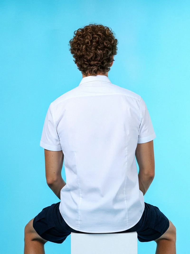 Camicia da uomo a maniche corte - bianco