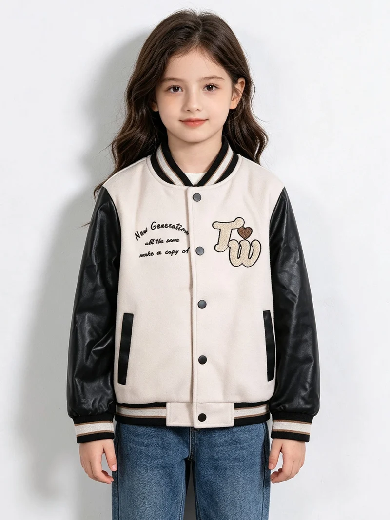 Giacca bomber da bambina - panna