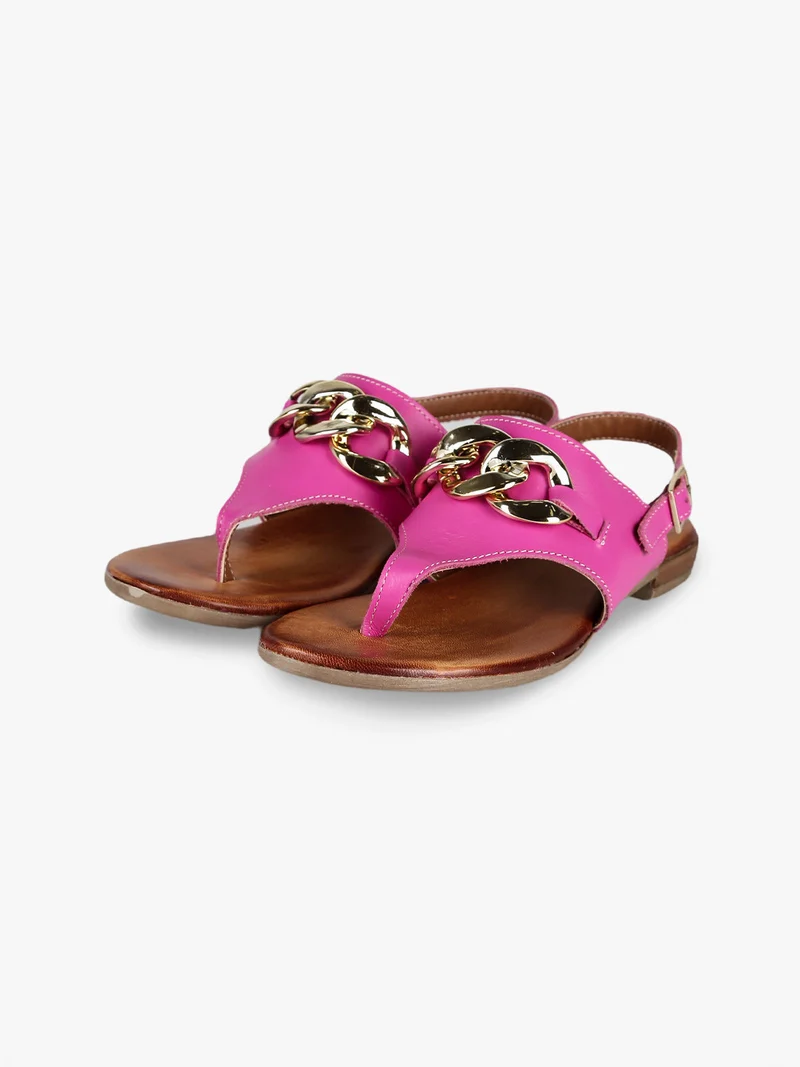 Sandali in pelle infradito da donna - fucsia