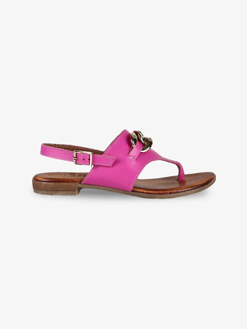Sandali in pelle infradito da donna - fucsia