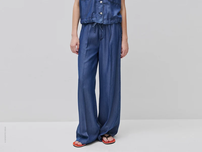 Weite Chambray-Hose
