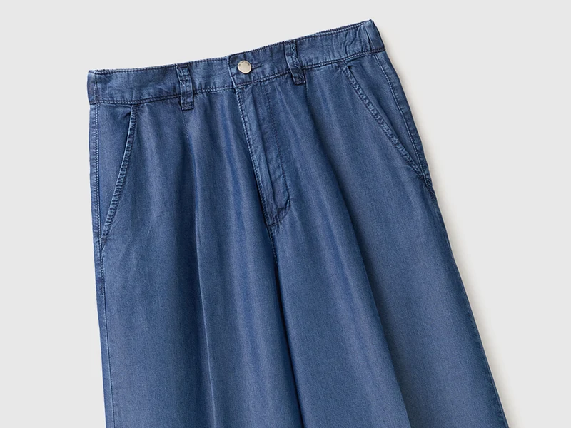 Weite Chambray-Hose