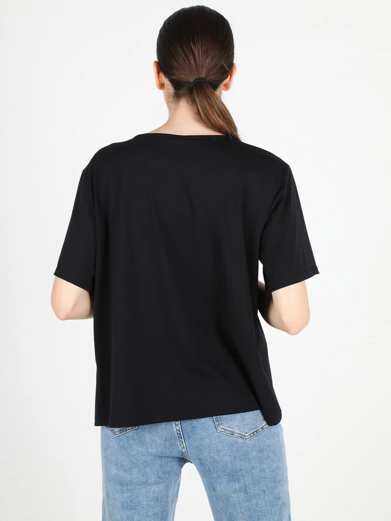 T-shirt donna oversize in cotone - nero