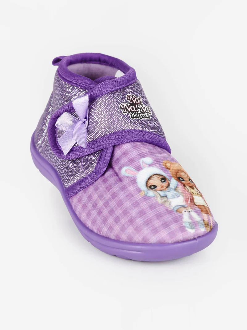 Pantofole alte da bambina con strappo - viola