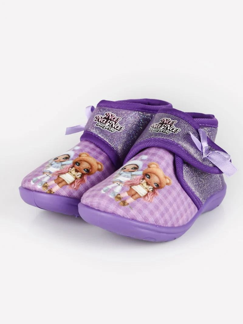 Pantofole alte da bambina con strappo - viola