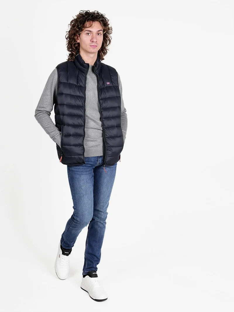 Gilet da uomo con cerniera imbottito - nero