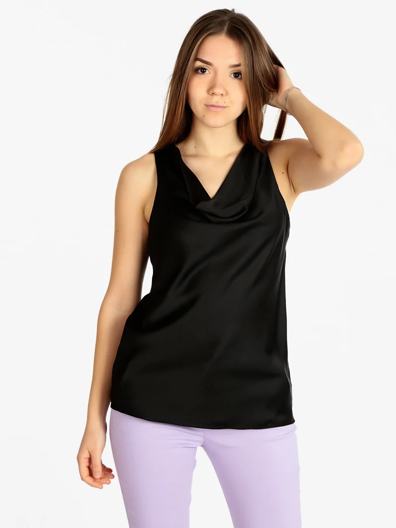 Top donna effetto seta - nero