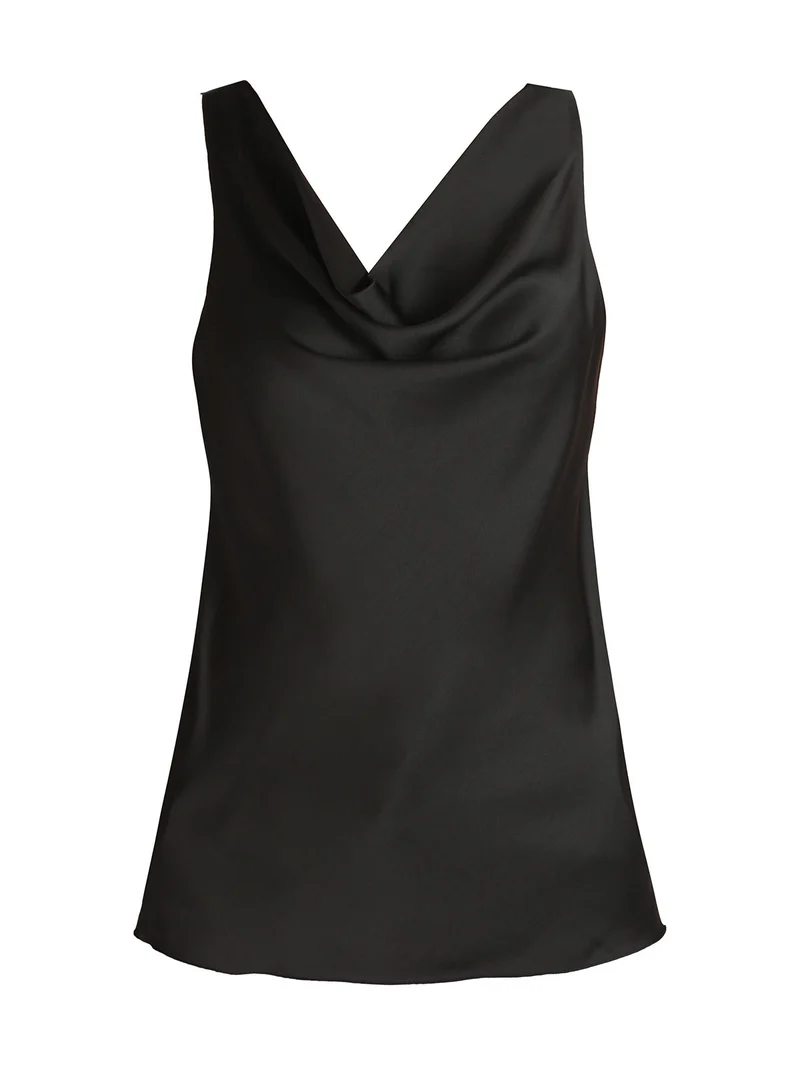 Top donna effetto seta - nero