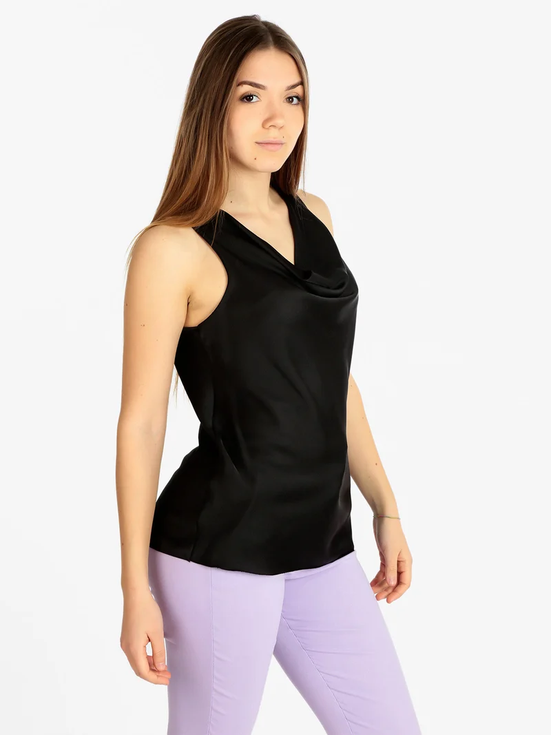 Top donna effetto seta - nero