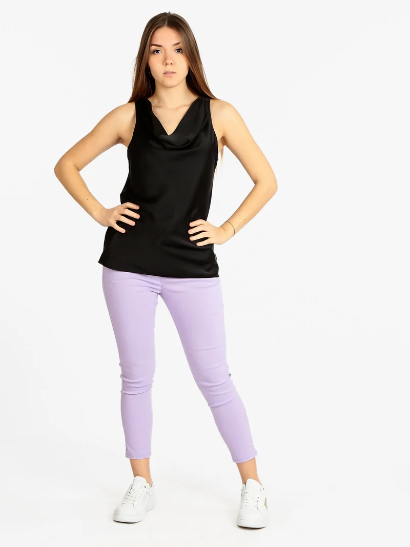 Top donna effetto seta - nero
