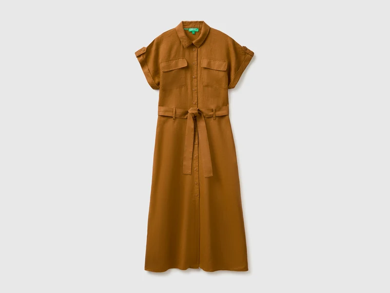 Midi-Hemdkleid aus reinem Leinen