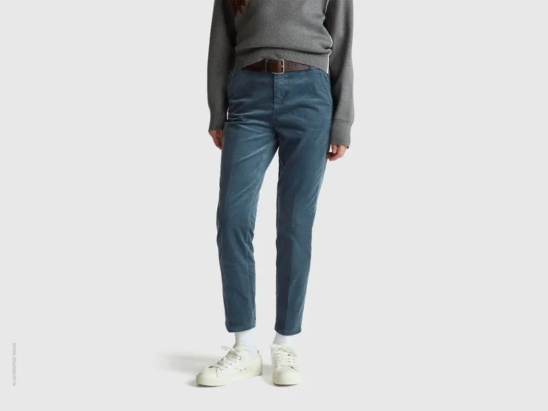 Chinos aus Stretch-Samt
