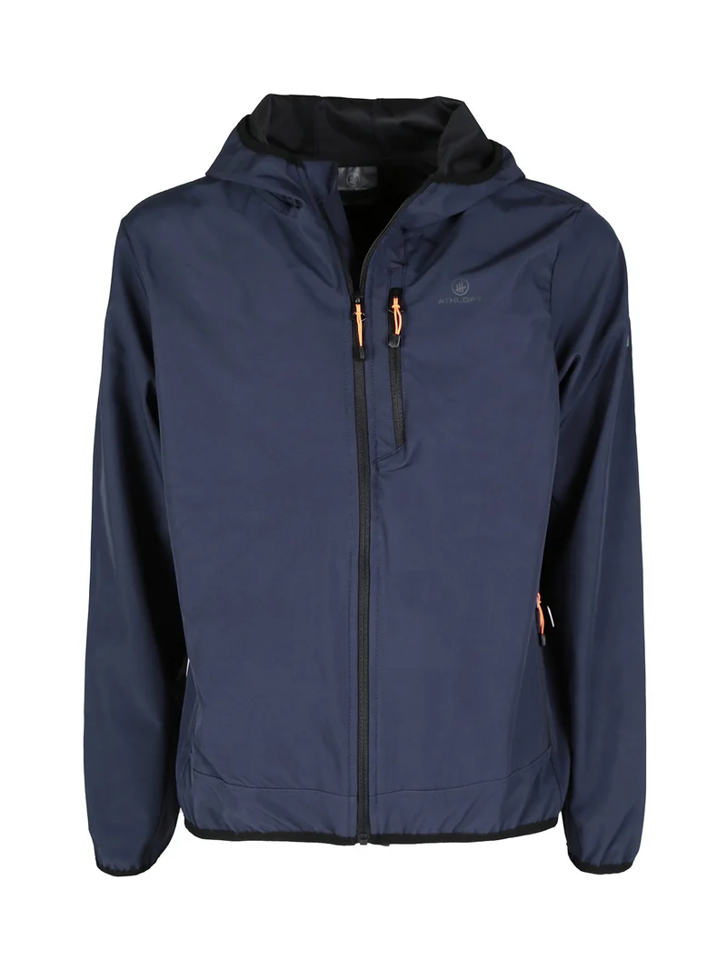 Giacca sportiva da uomo impermeabile con cappuccio e zip - blu scuro