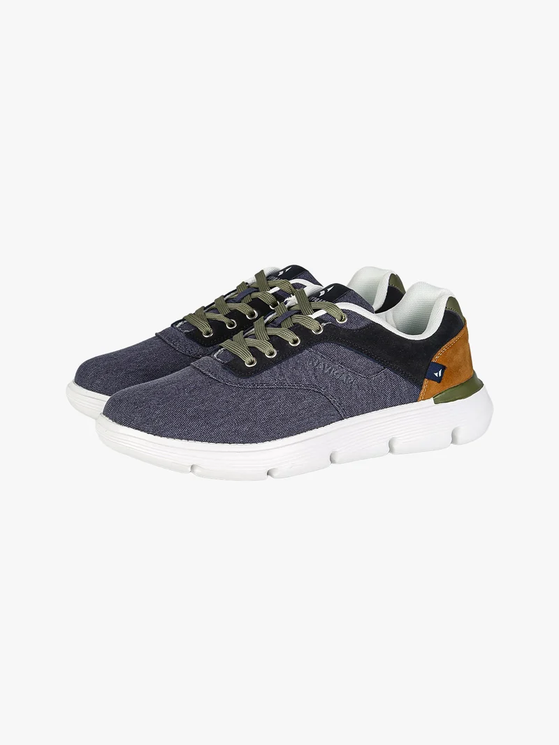 Sneakers da uomo stringate in tessuto jeans - blu scuro