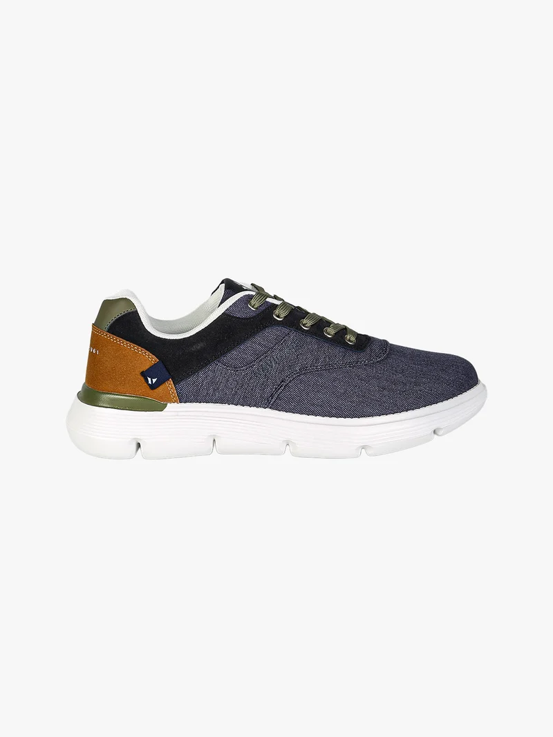 Sneakers da uomo stringate in tessuto jeans - blu scuro