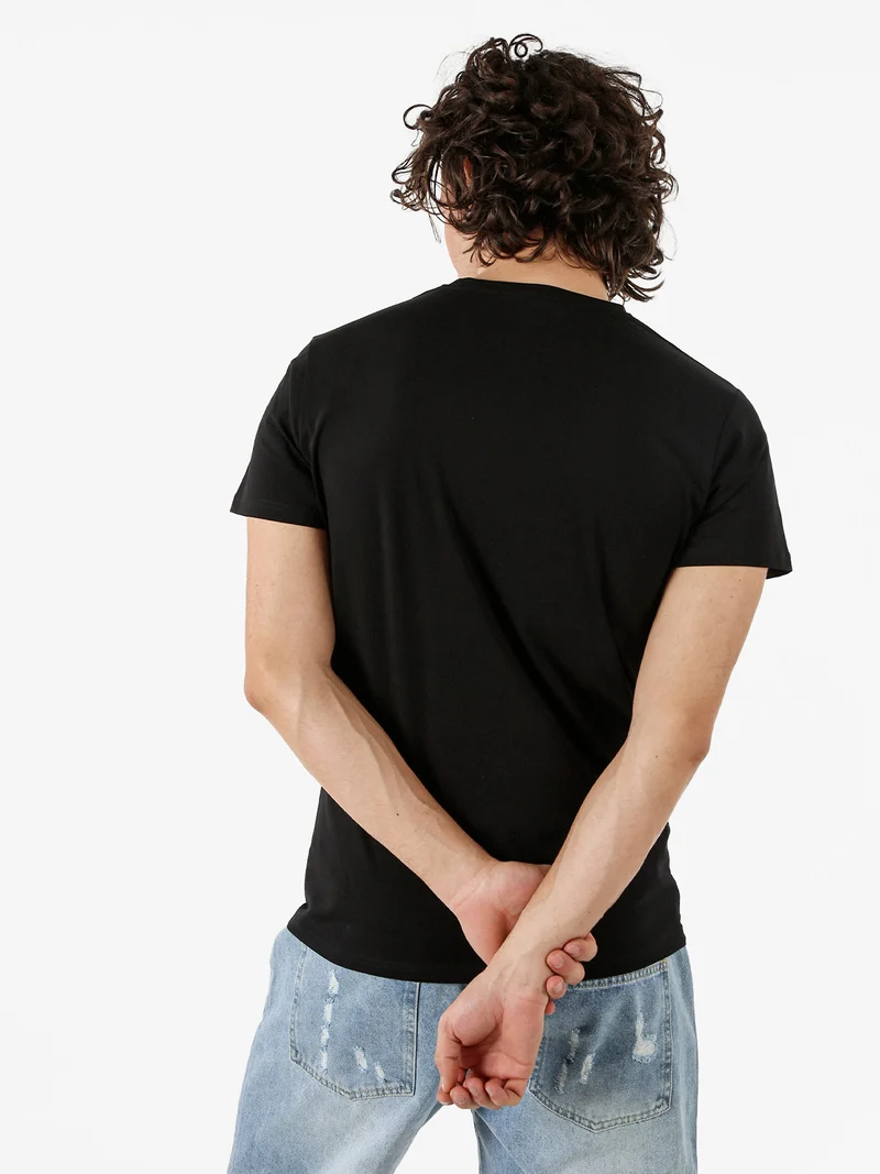 T-shirt da uomo in cotone con stampa - nero