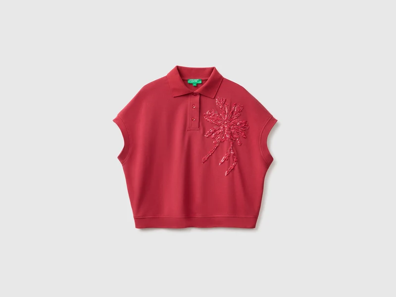 Ärmelloses Poloshirt mit Stickerei