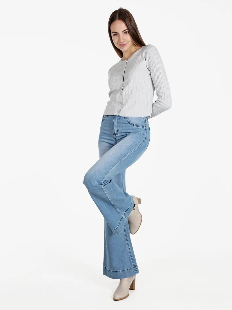 Cardigan donna a trecce con bottoni - perla