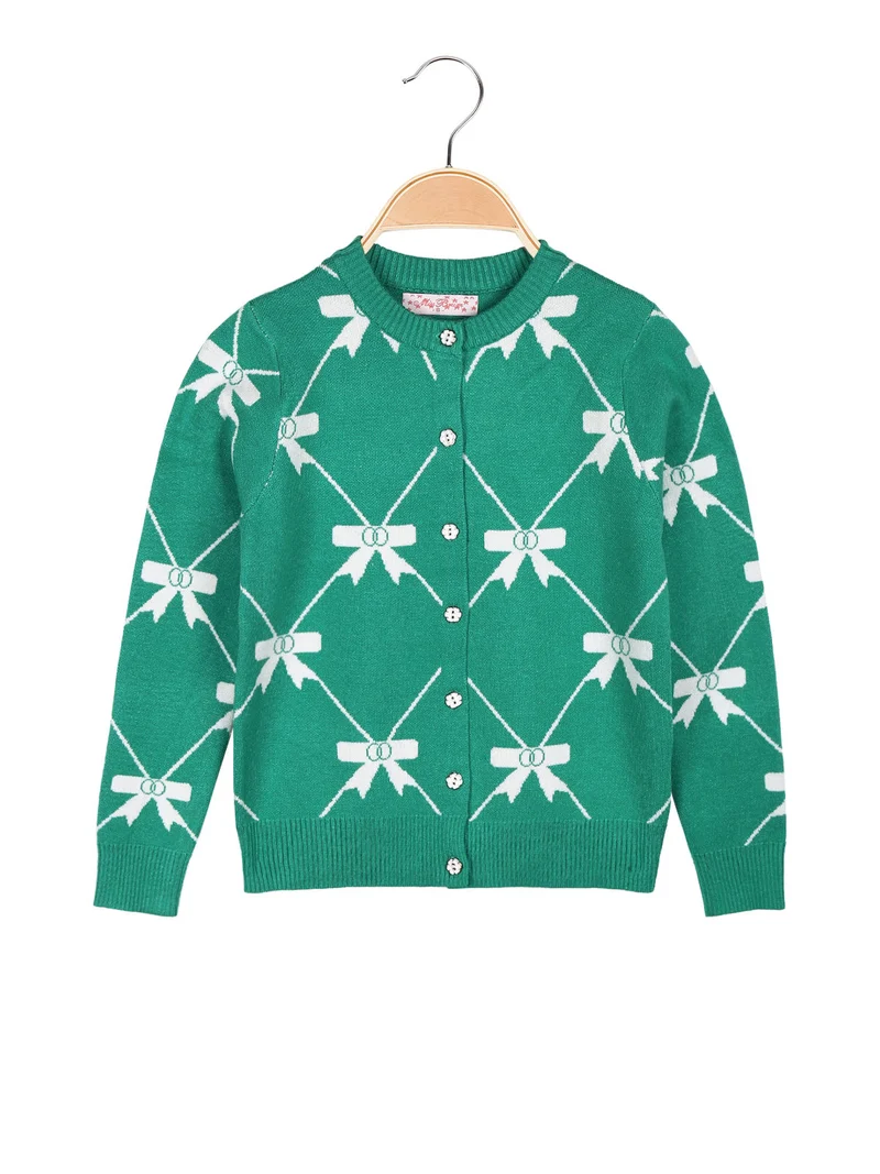 Cardigan da bambina in maglia - verde