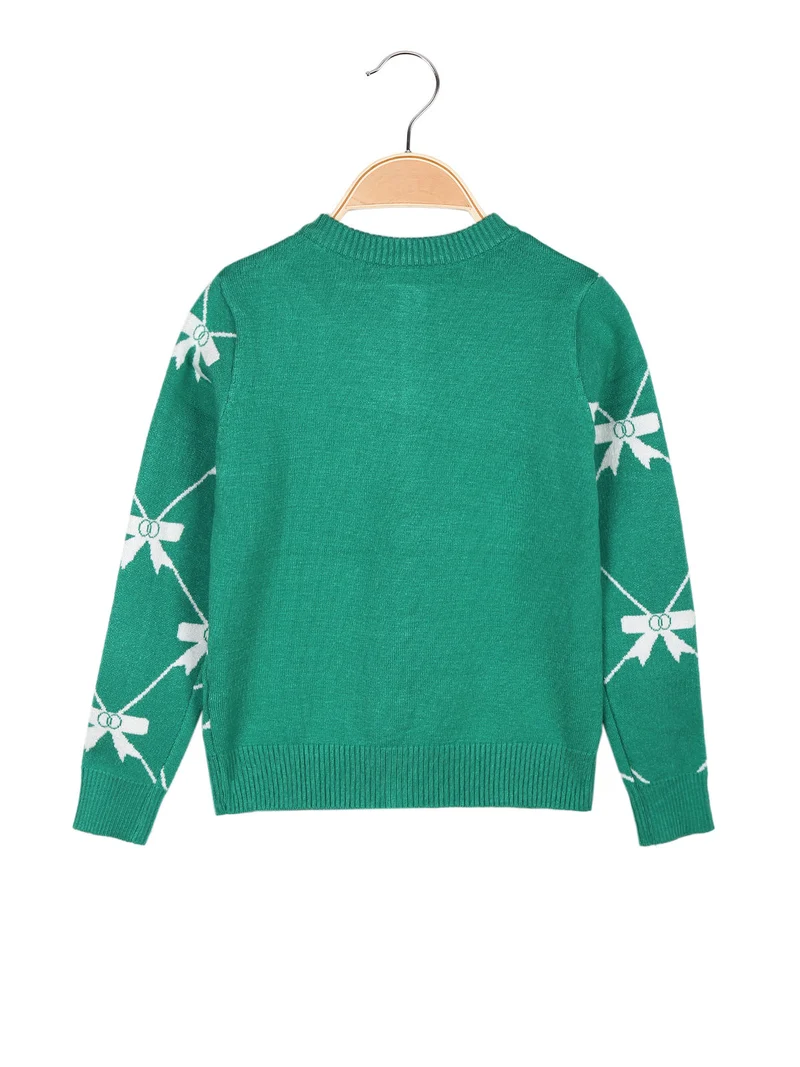 Cardigan da bambina in maglia - verde