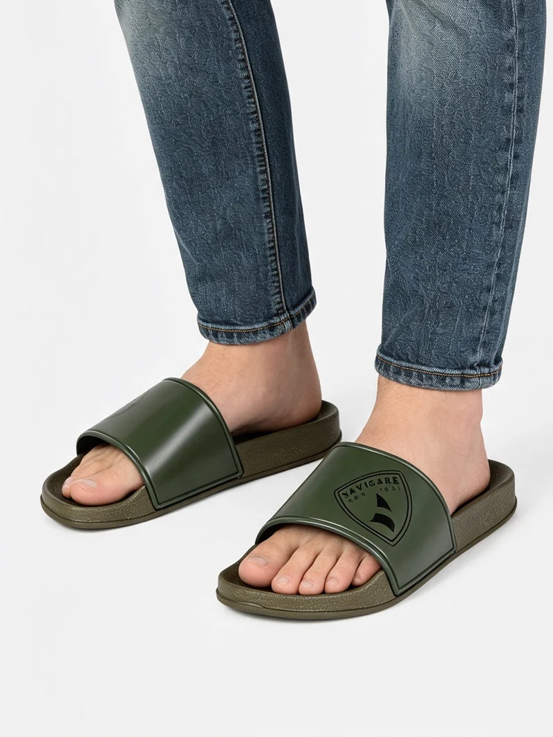 Ciabatte da uomo in gomma con fascia larga - militare