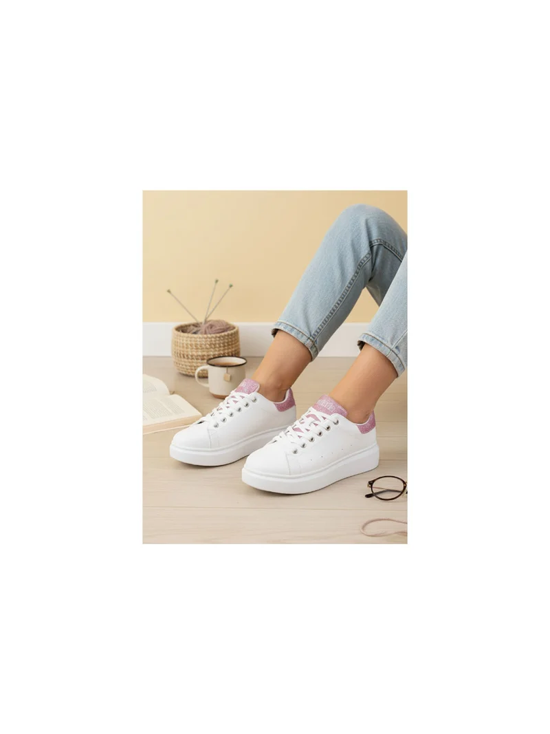 Sneakers donna con platform e dettagli glitter - rosa