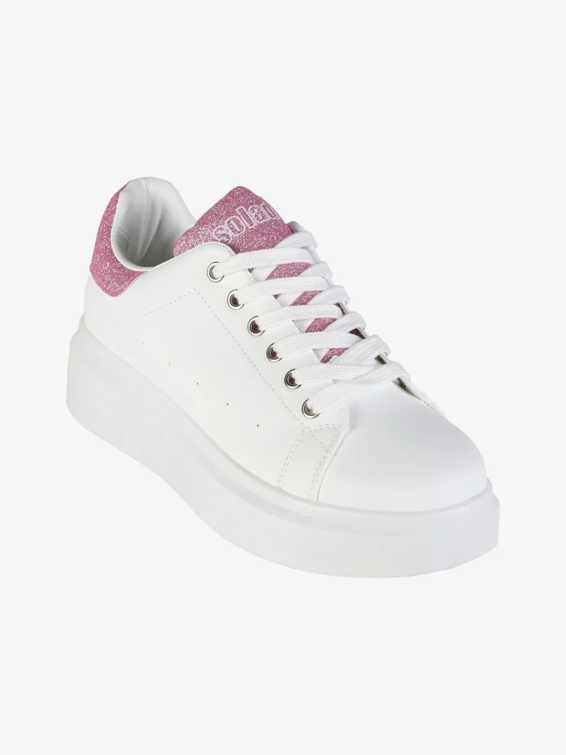 Sneakers donna con platform e dettagli glitter - rosa