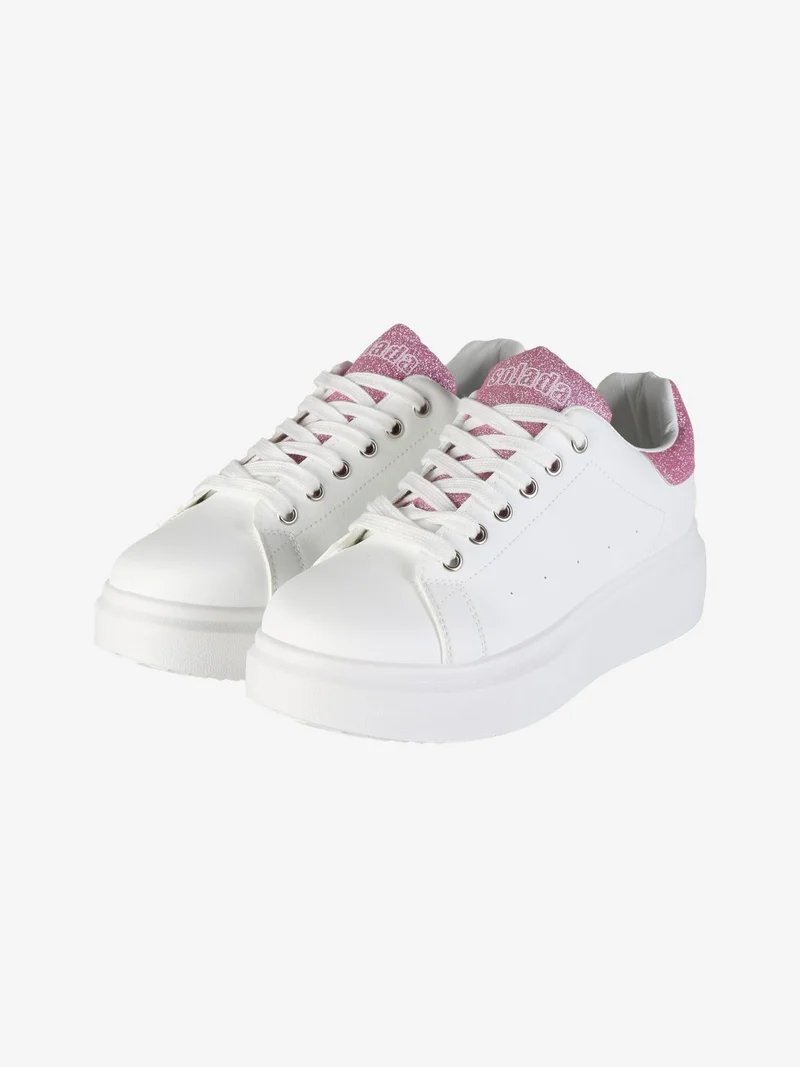 Sneakers donna con platform e dettagli glitter - rosa
