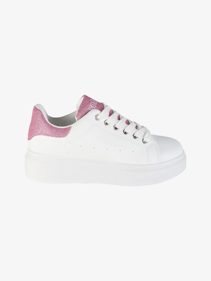 Sneakers donna con platform e dettagli glitter - rosa