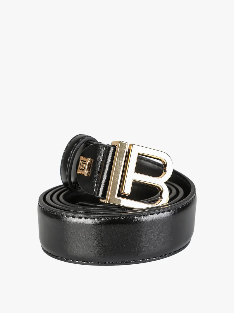 Cintura da donna in pelle rivestita con logo - nero